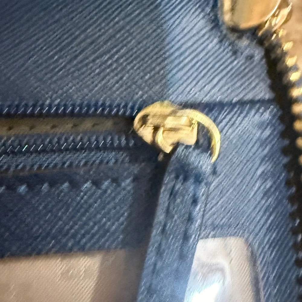 Michael Kors Dark Blue Pebbled Leather Zip Wallet with Gold MK Emblem